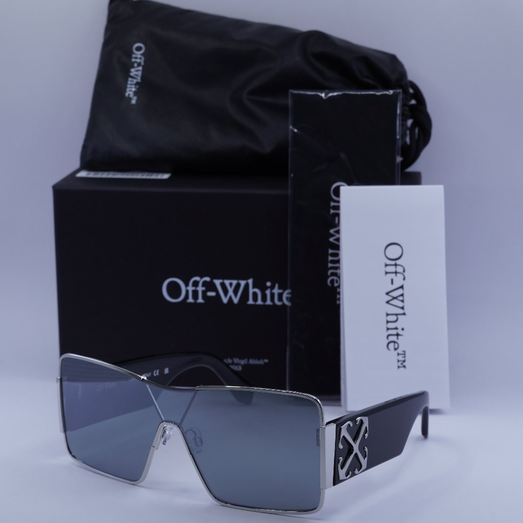 Off-White Oeri14g Aspen 7272 Shield Sunglasses Silver/Black/Silver Mirror